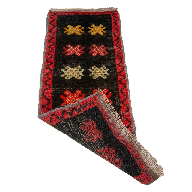 Mid-Century Modern Orange & Brown Vintage Mini Rug For Sale - Image 3 of 4