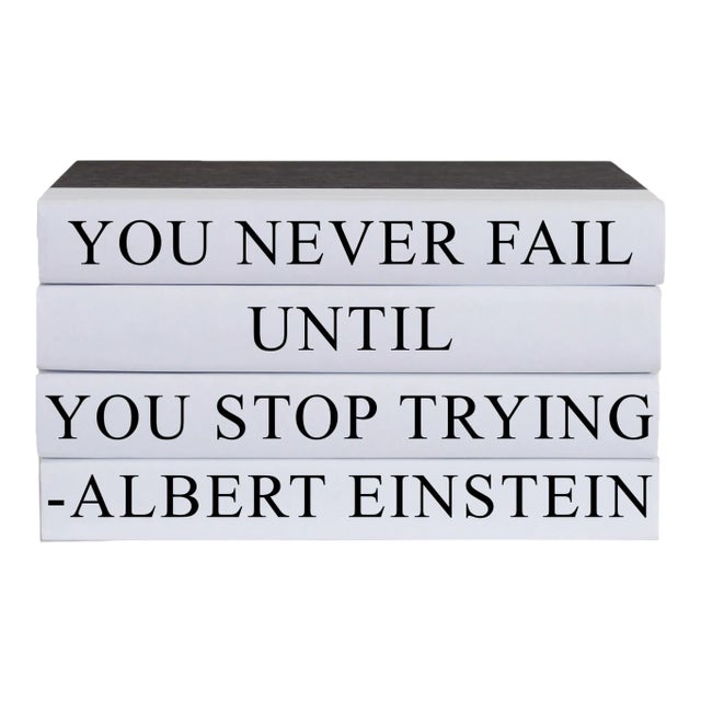 Decorative Books - Quote Book Stack - "Never Fail" For Sale