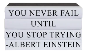 Decorative Books - Quote Book Stack - "Never Fail"