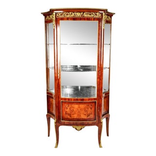 Sand Burl Wood Mahogany Hutch Cabinet / Vitrine For Sale