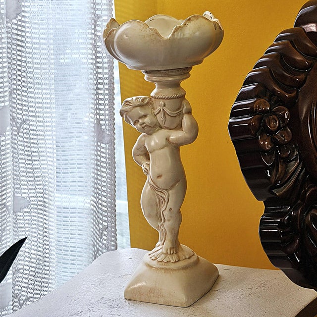 1960s Arnel’s Ceramic Cherub Pedestal Compote Bowl, Canby Oregon For Sale - Image 18 of 18