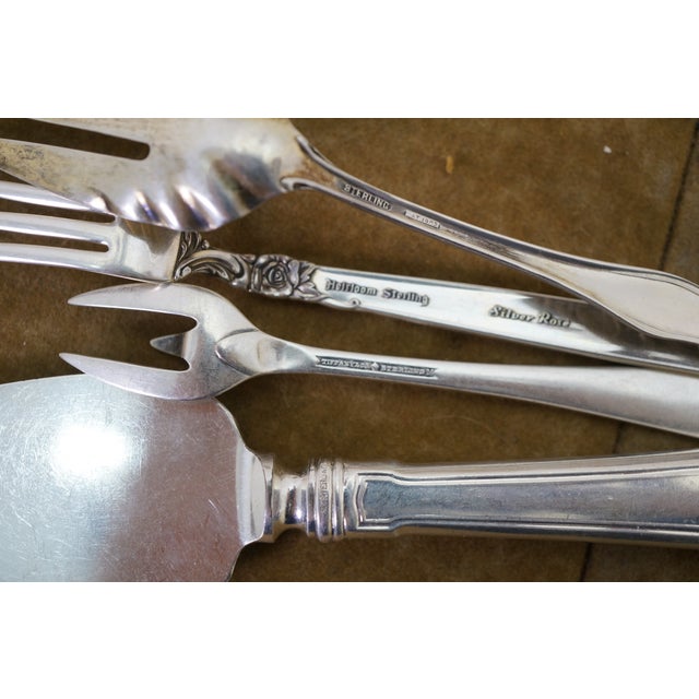 Antique Sterling Silver 925 Serving Utensils Forks Spoons Cake Servers - 12 pcs For Sale - Image 9 of 10