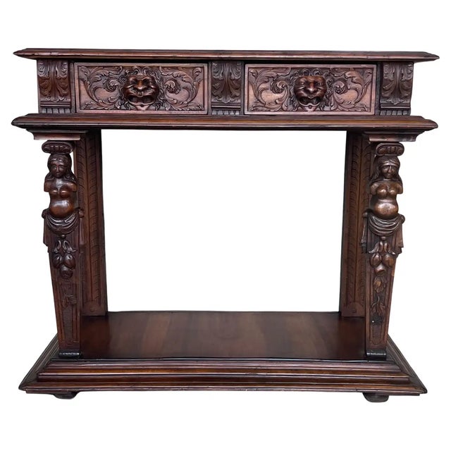 19th Century Carved Renaissance ConsoleTable With Drawers For Sale - Image 13 of 13