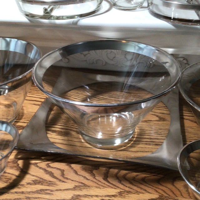 Mid-Century Modern Dorothy Thorpe Silver Rim Serving Entertainment Assorted Set of 8 For Sale - Image 11 of 13