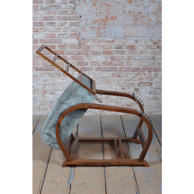 Czech Art Deco Reclining Armchair in Walnut and Chrome, 1930s For Sale - Image 13 of 18
