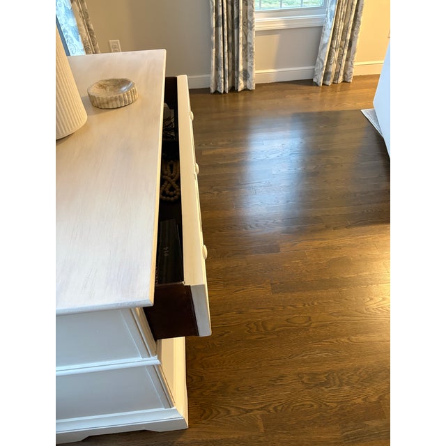 Mid-Century Modern Mid 20th Century Romweber Painted Credenza / Sideboard – Solid Wood, Carved Drawer Fronts For Sale - Image 3 of 8