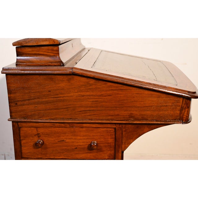 Rare 1870s Antique Victorian Burl Walnut & Leather Surface Davenport Writing Desk For Sale - Image 6 of 18