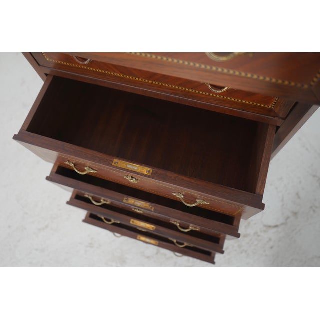 1940s Vintage French Style Inlaid Marble Top Lingerie Chest For Sale - Image 5 of 15