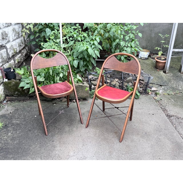 Vintage Wooden Theatre Folding Chairs by General Sales Co. (Set of 4) For Sale - Image 12 of 13