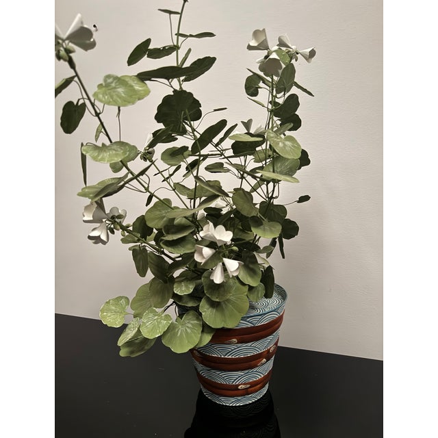Early 21st Century Hand Painted Tole Geranium in Pot For Sale - Image 5 of 10
