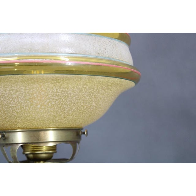 Brass Table Lamp with Marble Base and Glass Shade, 1940s For Sale - Image 8 of 13