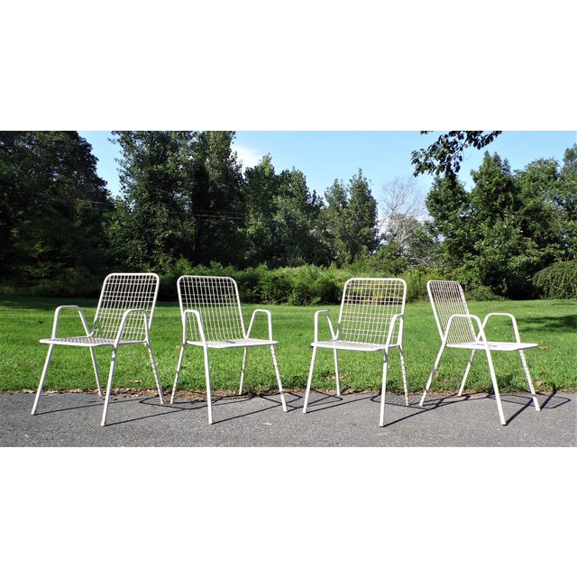 Vintage Mid Century Modern Emu Rio Stacking Metal Patio Chairs Italy