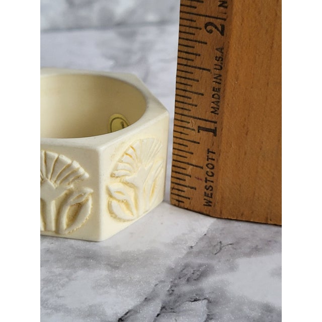 Vintage Celluloid Faceted Floral Napkin Rings - Pair For Sale In San Francisco - Image 6 of 7