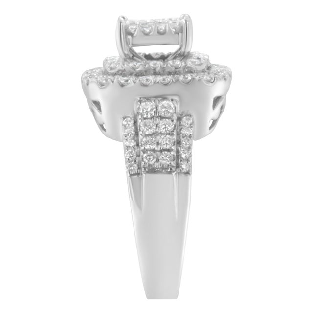 Early 21st Century 14KT White Gold Diamond Cocktail Ring (1 1/2 cttw, H-I Color, SI2-I1 Clarity) Size 7 For Sale - Image 5 of 7