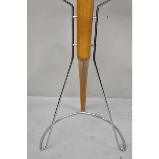 Brown Late 20th Century Porada Italian Post Modern Sculpted Walnut Wood and Chrome Clothing Suit Valet For Sale - Image 8 of 11