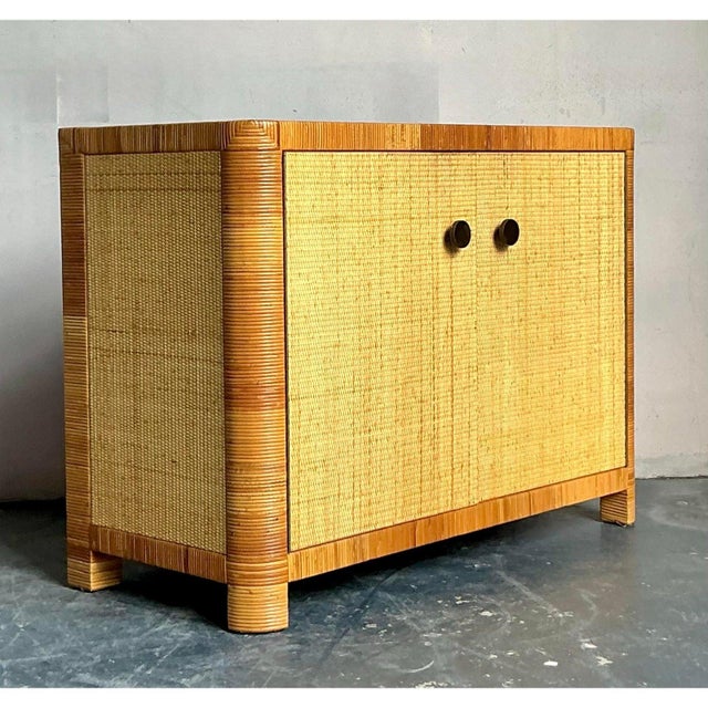 Vintage Boho Bielecky Brothers Woven Rattan Cabinet For Sale In West Palm - Image 6 of 11