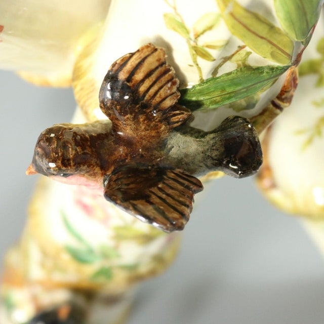 Delphin Massier Majolica Birds on Bamboo Vase For Sale - Image 16 of 18