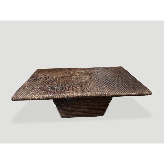 2010s Andrianna Shamaris Impressive Minimalist Carved Coffee Table For Sale - Image 5 of 6