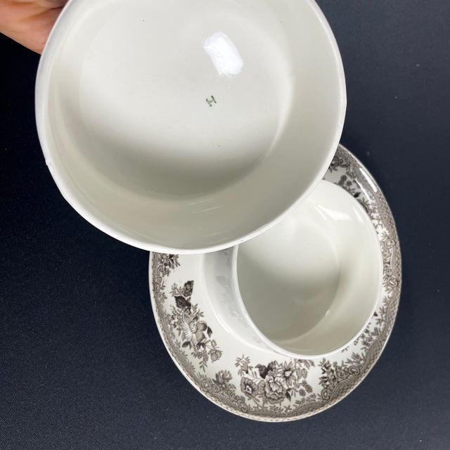 1960s Pheasants Ceramic White and Brown Butter Dish from Wedgwood, 1960s For Sale - Image 5 of 14