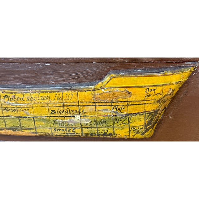 Victorian Clyde Shipbuilders Trade Sign with Annotated Steamship Hull Model For Sale - Image 12 of 17
