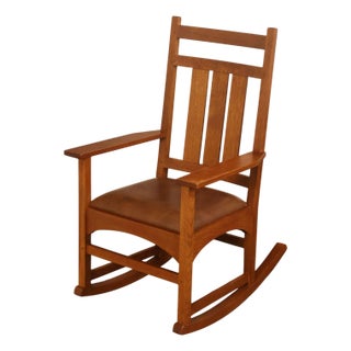 Stickley Mission Collection Harvey Ellis Oak Rocking Chair For Sale