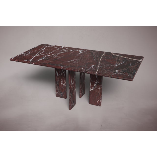 Modern Luna Rectangular Elazig Cherry Marble Dining Table 82.6" For Sale - Image 3 of 5