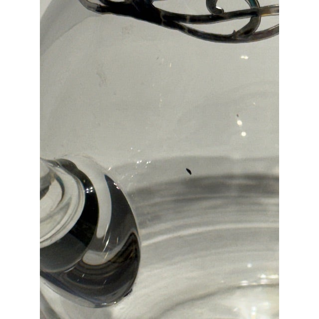 Silver Antique Art Nouveau Silver Overlay Crystal Water Pitcher With Engraved Initials For Sale - Image 8 of 8