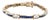 2.60ctw Blue Sapphire Diamond Bar Link Tennis Bracelet 18k Yellow Gold 6.75" For Sale