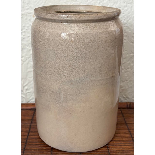 Farmhouse Antique Rustic European Salt-Glazed Stoneware Crock For Sale - Image 3 of 8
