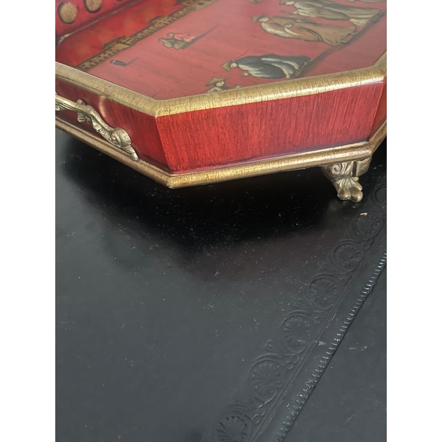 Chinoiserie Red Lacquer Tray For Sale - Image 4 of 4