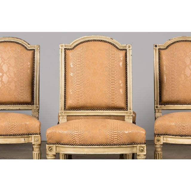 French Set of Six French Louis XVI Style Dining Chairs by Maison Jansen, 1890, Paris For Sale - Image 3 of 18