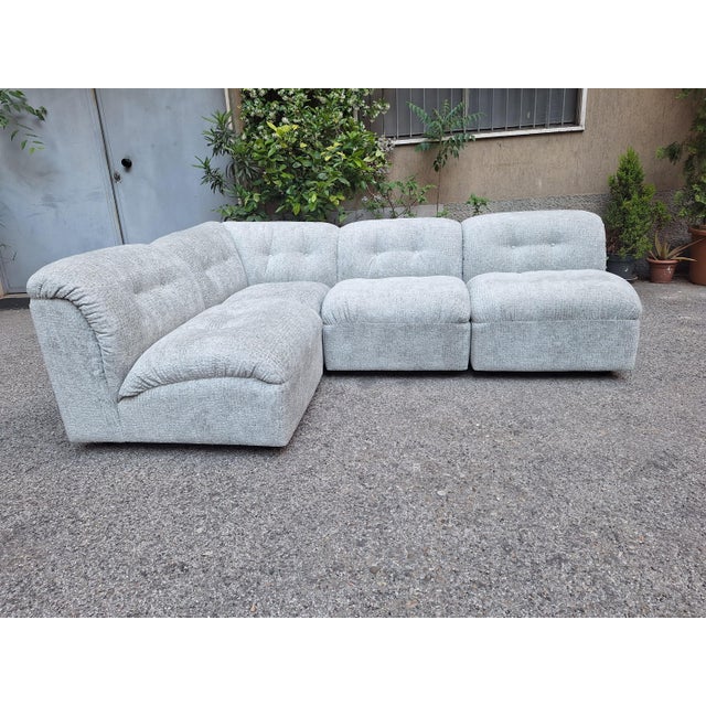 Modular Sofa in Fabric with Four Modules and Corner, 1970s, Set of 5 For Sale - Image 15 of 17