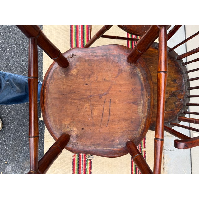 A Very Rare Set of 4 Inlaid Birdcage and Butterfly Windsor Chairs, Philadelphia, Circa 1810's For Sale - Image 11 of 12