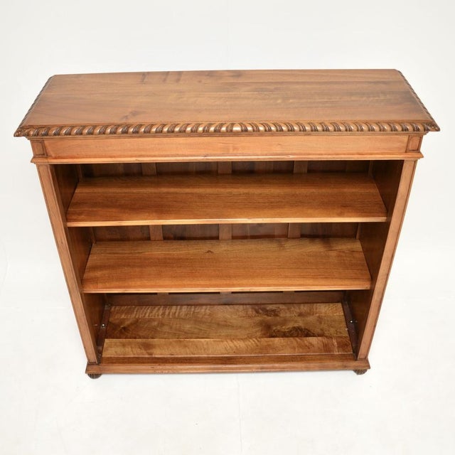 Brown Antique Walnut Open Bookcase, 1920 For Sale - Image 8 of 11