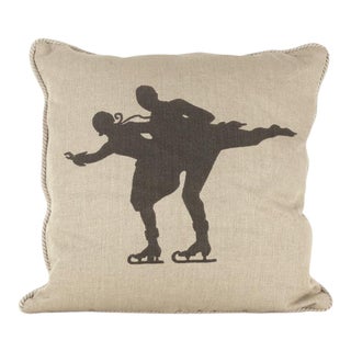 Skaters Silhouette Linen Pillow For Sale