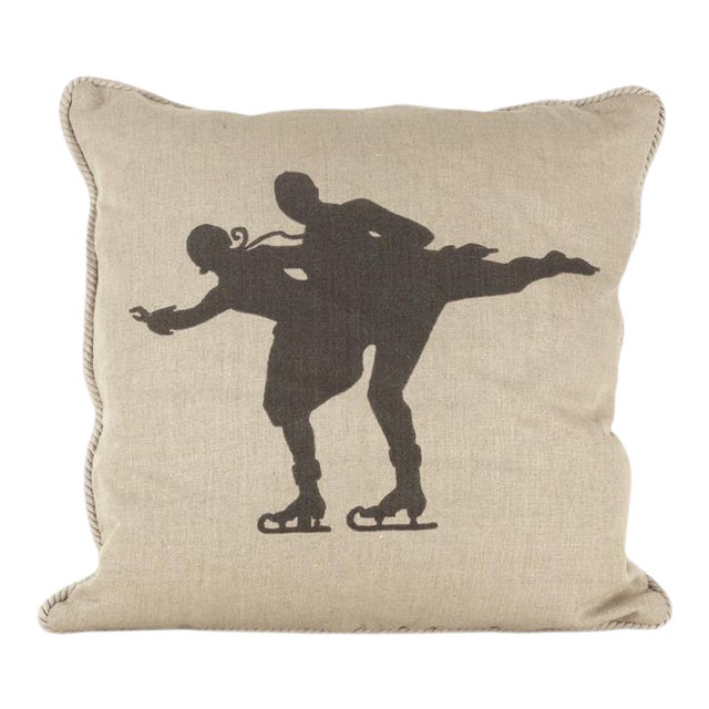 Skaters Silhouette Linen Pillow For Sale