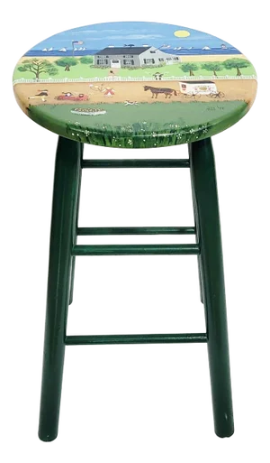 Vintage Artist Painted & Polychromed Modern Whimsical Nantucket Bar Stool Chair