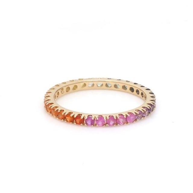Natural 2.22 cts rainbow sapphire band ring in 18k gold For Sale - Image 18 of 18