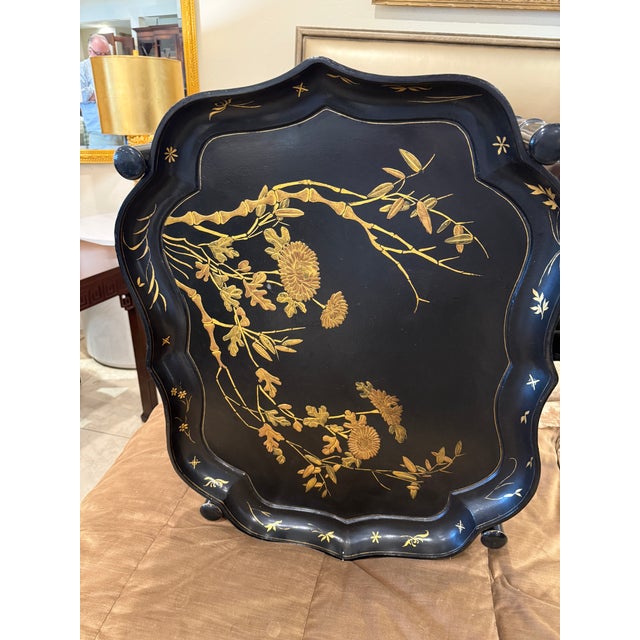 Wood Black & Gold Regency Style Tray Cocktail Table For Sale - Image 7 of 12
