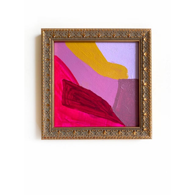 2020s "Berry and Ochre" Pair of Framed Mini Paintings by Jessalin Beutler For Sale - Image 5 of 5