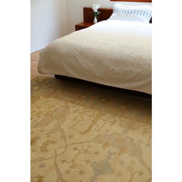 Not Yet Made - Made To Order Exquisite Rugs Oushak Hand knotted Wool Ivory/Blue Rug-9'x12' For Sale - Image 5 of 10