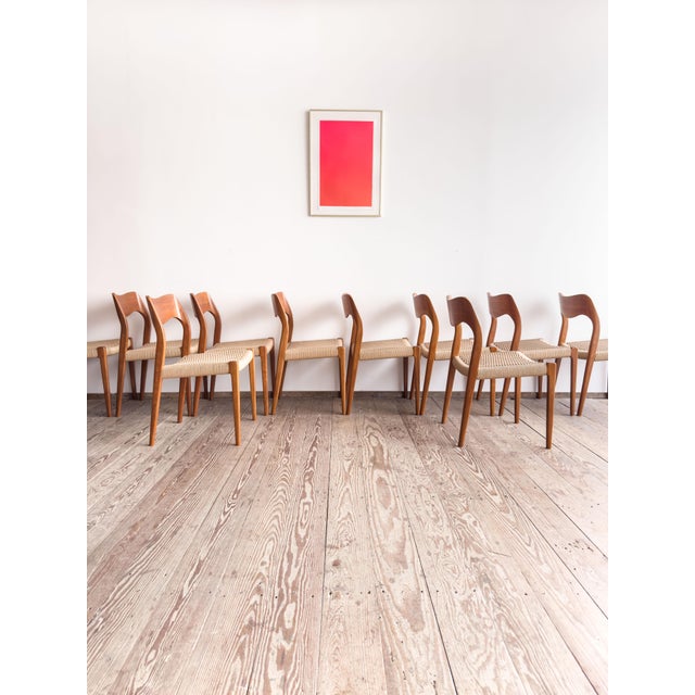 Contemporary Model 71 Dining Room Chairs by Niels O. Møller for J.L. Møllers, Set of 10 For Sale - Image 3 of 18