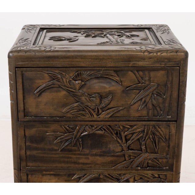 Chinese Bird & Bamboo Motif Chest of Drawers For Sale - Image 4 of 9