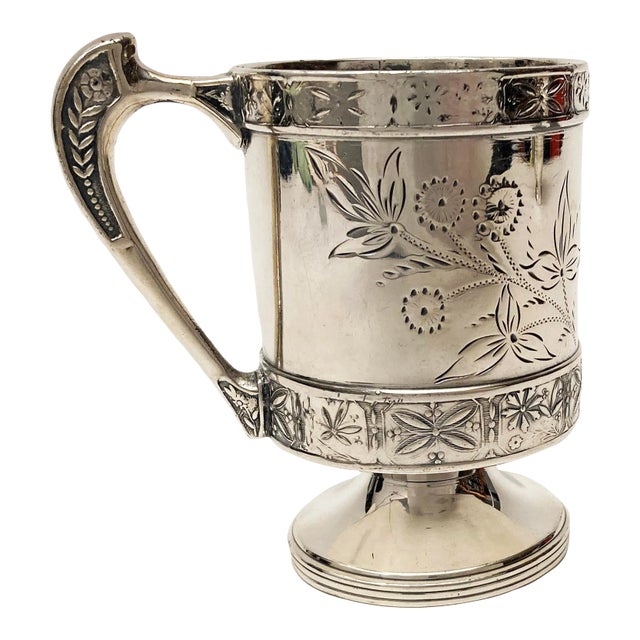 Late 19th Century Pelton Brothers & Co. Silver Plate Cup With Floral Motif For Sale