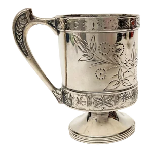 Late 19th Century Pelton Brothers & Co. Silver Plate Cup With Floral Motif