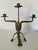 Mid 20th Century Brutalist 3-Arm Metal Candelabra – Hand Forged Iron Modernist Candle Holder For Sale - Image 11 of 12
