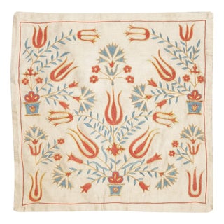 20"x20" Embroidered Pillow Cover. Traditional Accent Pillow. Silk Cushion Cover For Sale