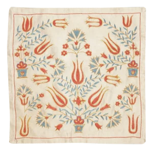 20"x20" Embroidered Pillow Cover. Traditional Accent Pillow. Silk Cushion Cover