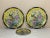 Set of 3 Chinese Famille Jaune Porcelain Plates with birds, flowers, cherry blossoms. Beautiful colors: yellow, pink,...