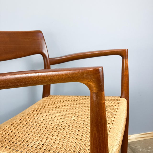 Mid-Century Modern Danish Armchair in Teak and Paper Cord by Niels Otto Møller for J.L. Møllers, 1960s For Sale - Image 3 of 13
